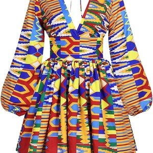 African multicolor party dress